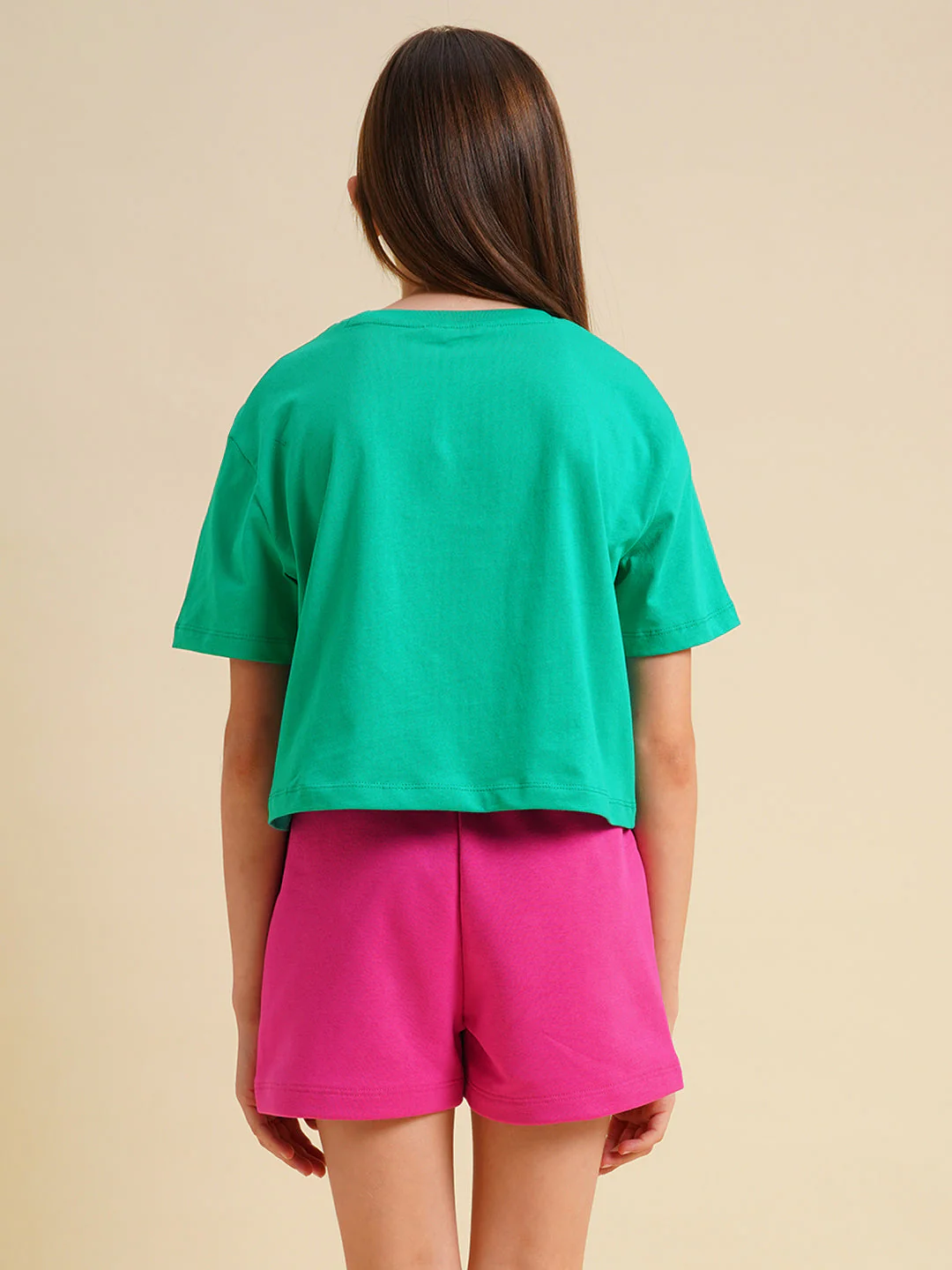 Girls Green Printed Boxy Fit T-shirt - Image 8