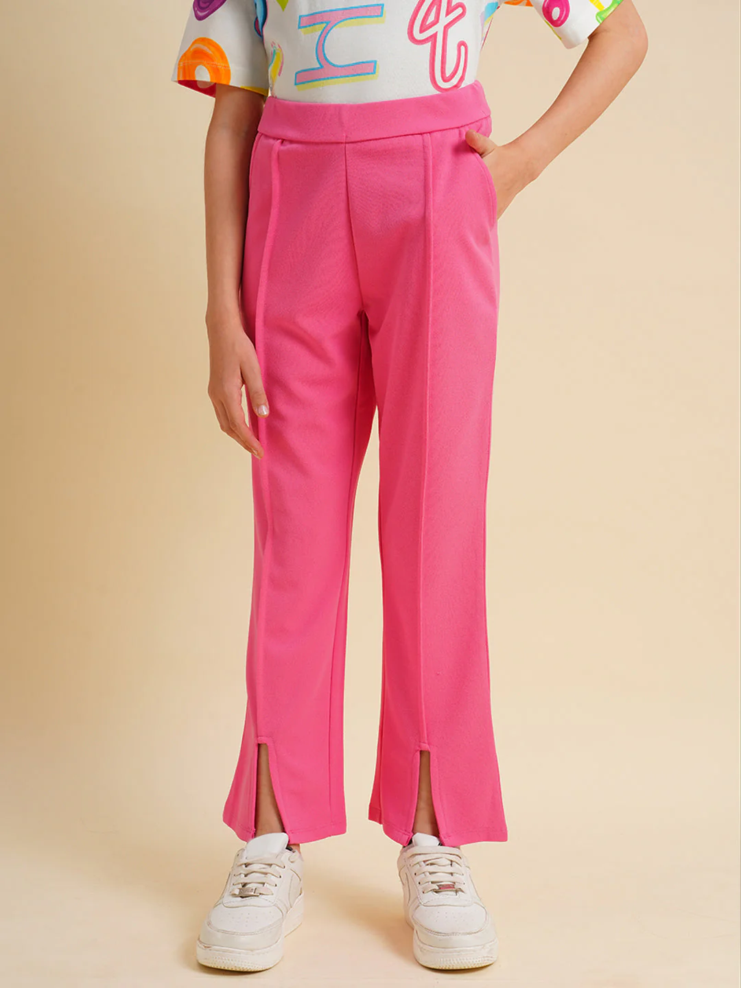 Girls Hot Pink Flared Pants - Image 2