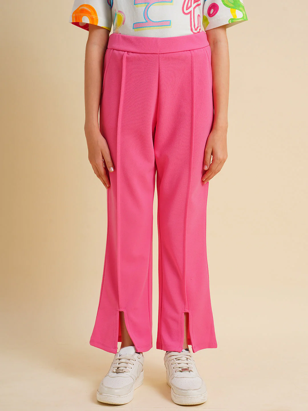 Girls Hot Pink Flared Pants - Image 6