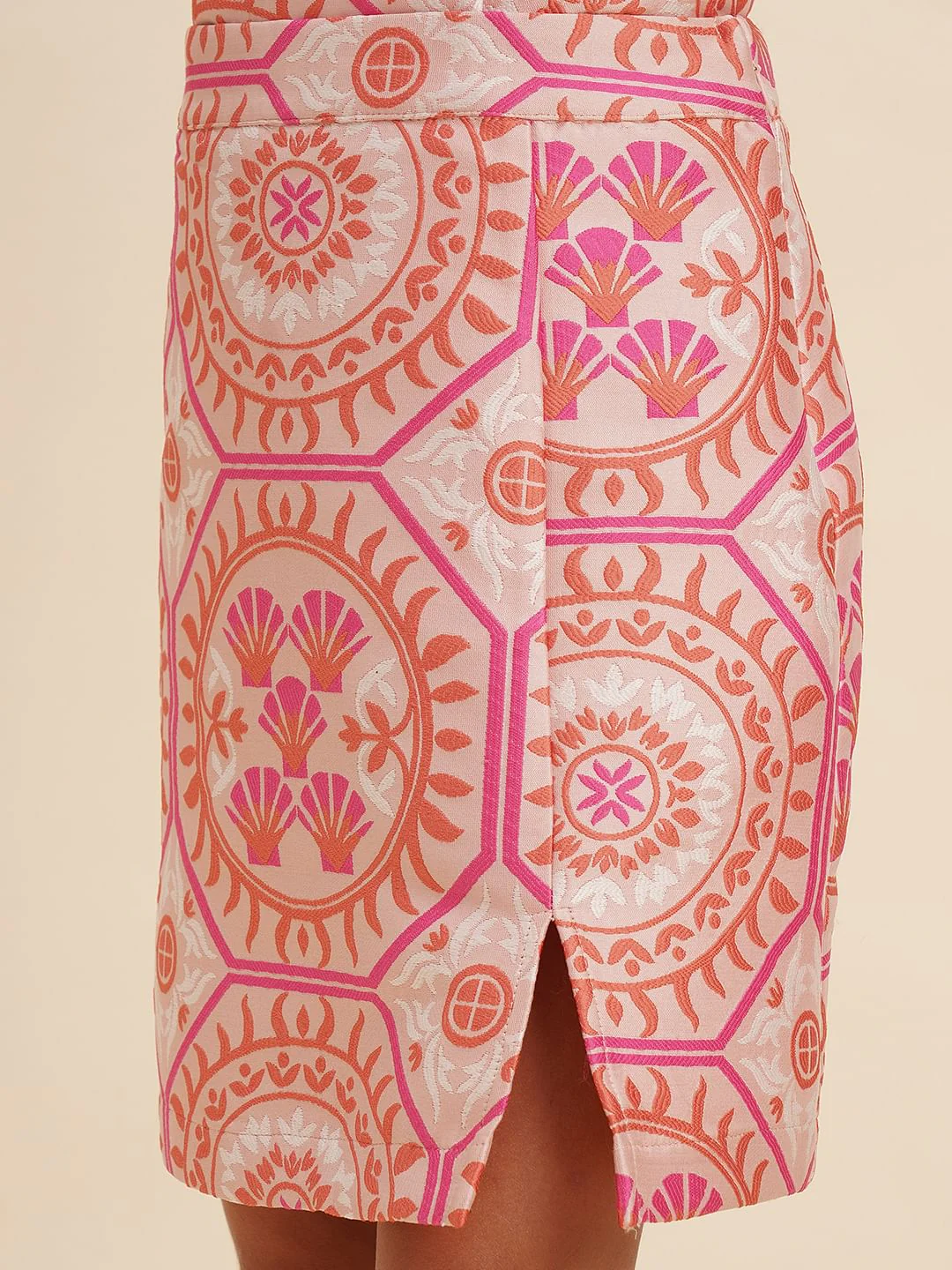 Girls Pink Printed Co-Ord Set Skirt - Image 4