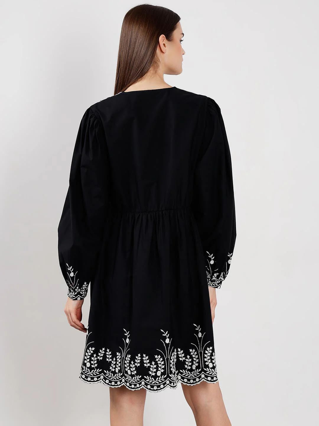 Vero Moda Black Embroidered Cotton Dress - Image 3