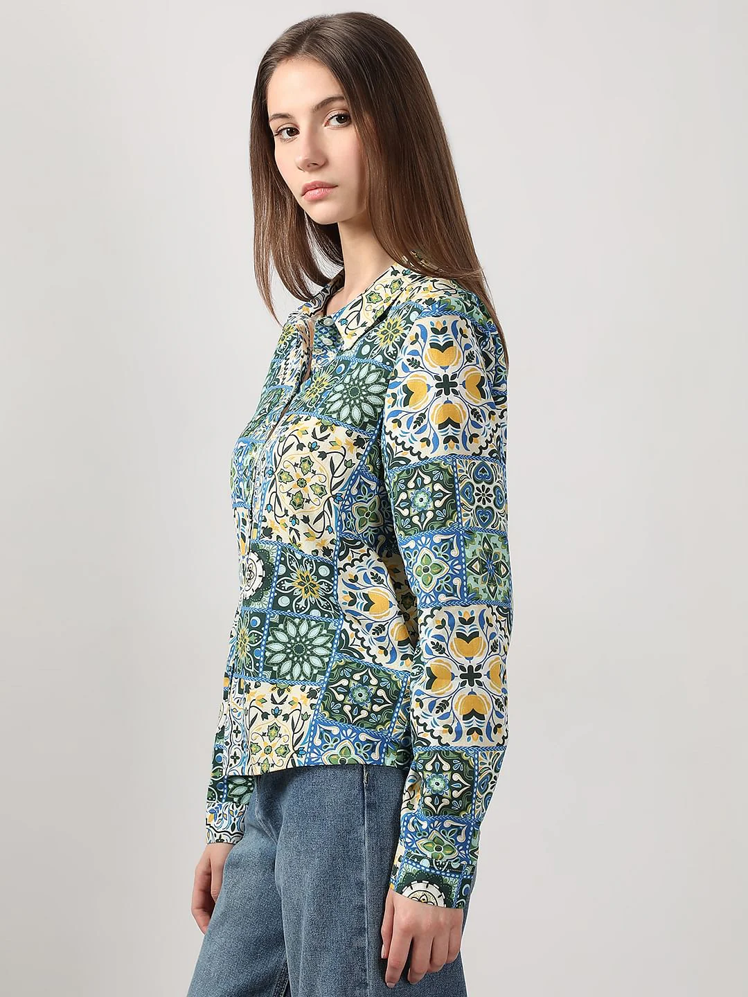 Green Printed Cotton Shirt - Image 3