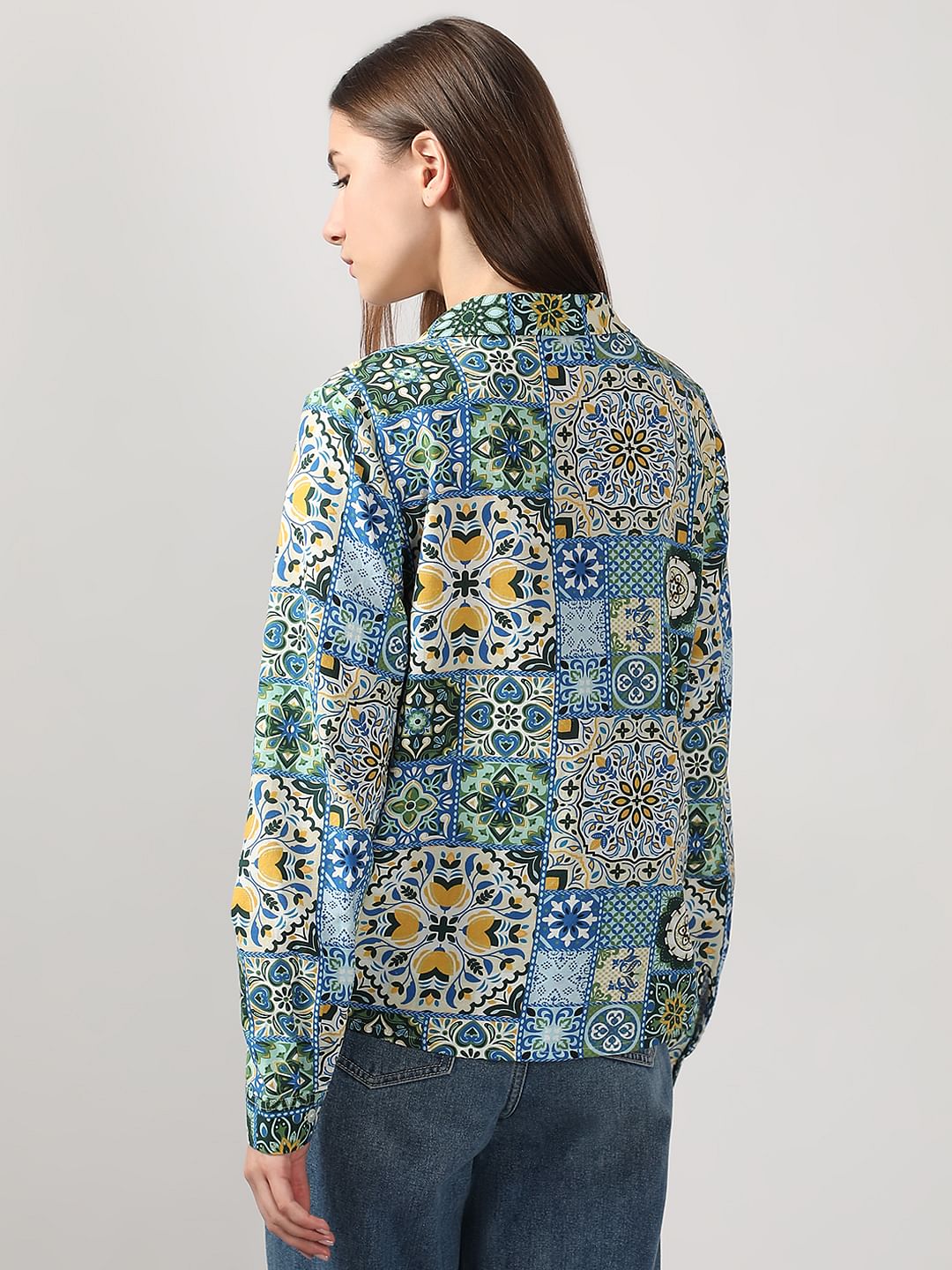 Green Printed Cotton Shirt - Image 4