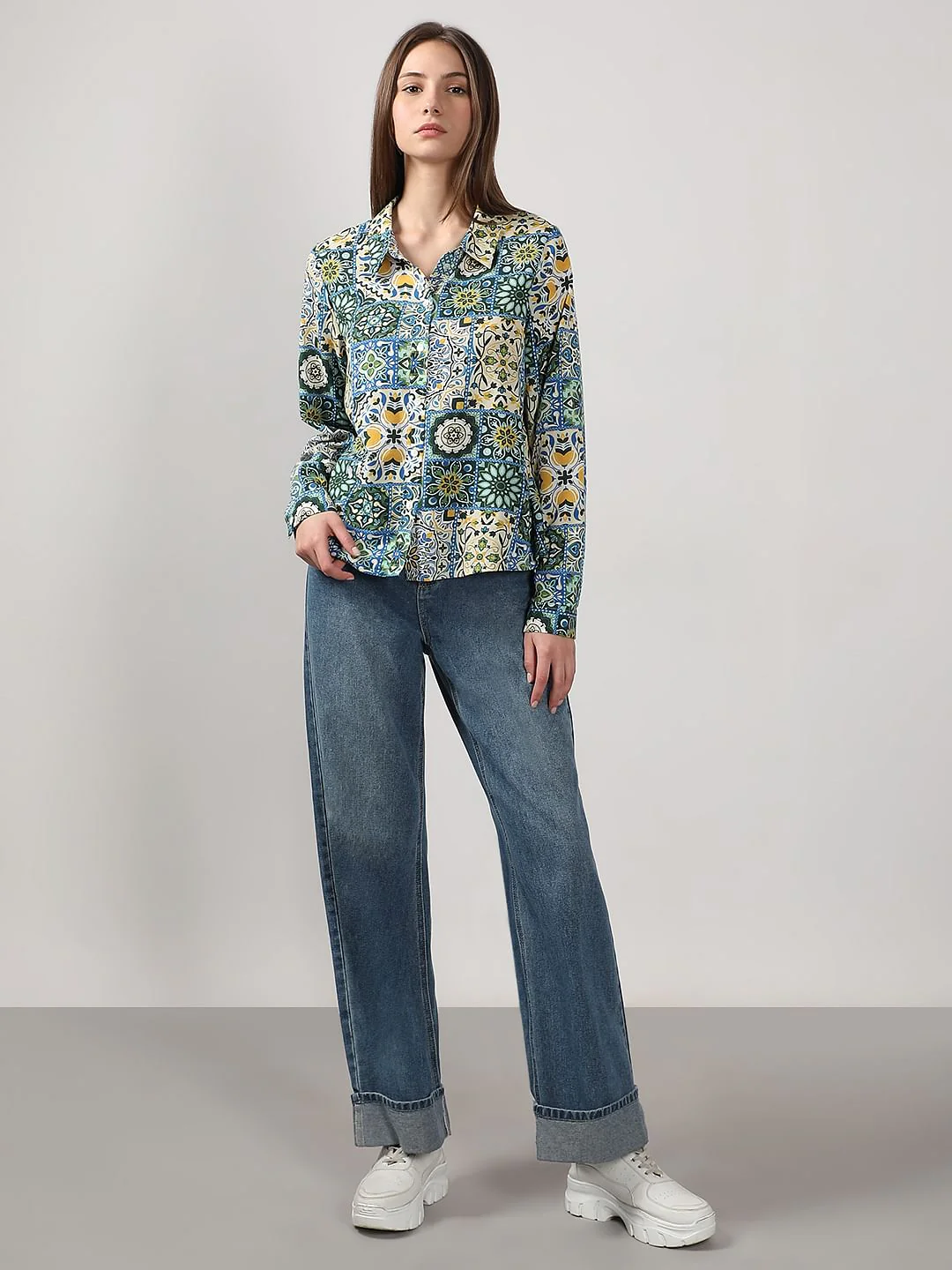 Green Printed Cotton Shirt - Image 5