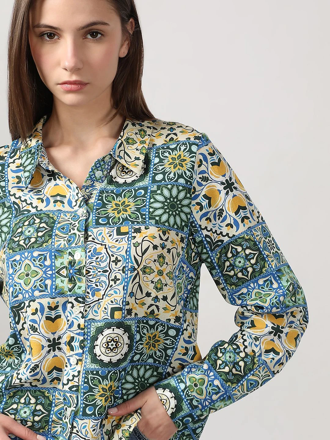 Green Printed Cotton Shirt - Image 6