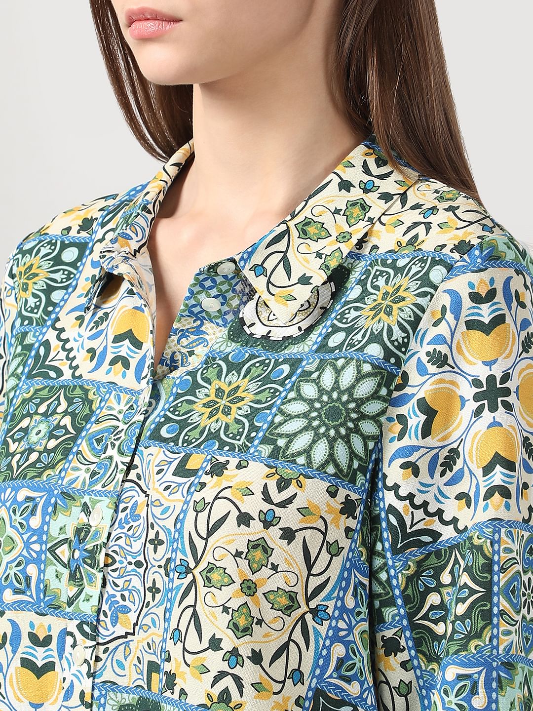 Green Printed Cotton Shirt - Image 8