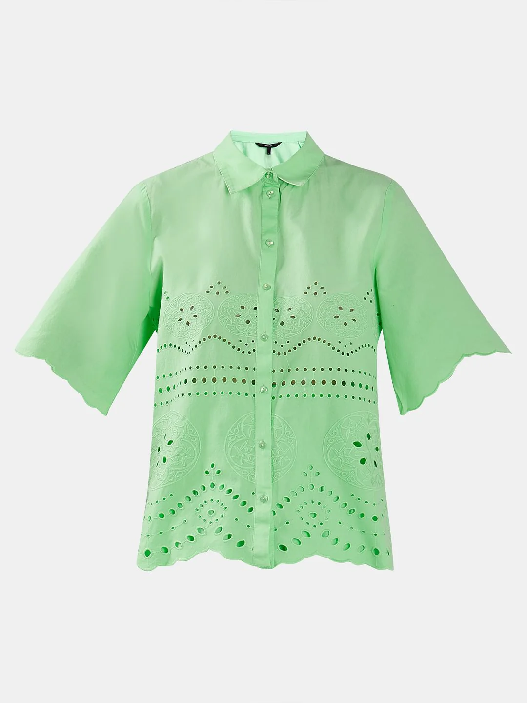 Green Cutwork Co-Ord Set Shirt - Image 7
