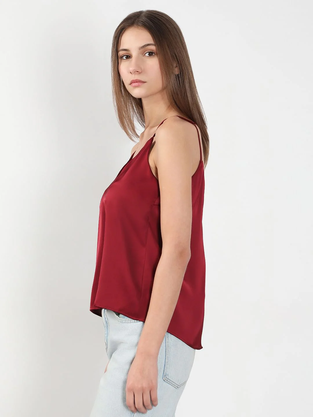 Red V Neck Slip Top - Image 3