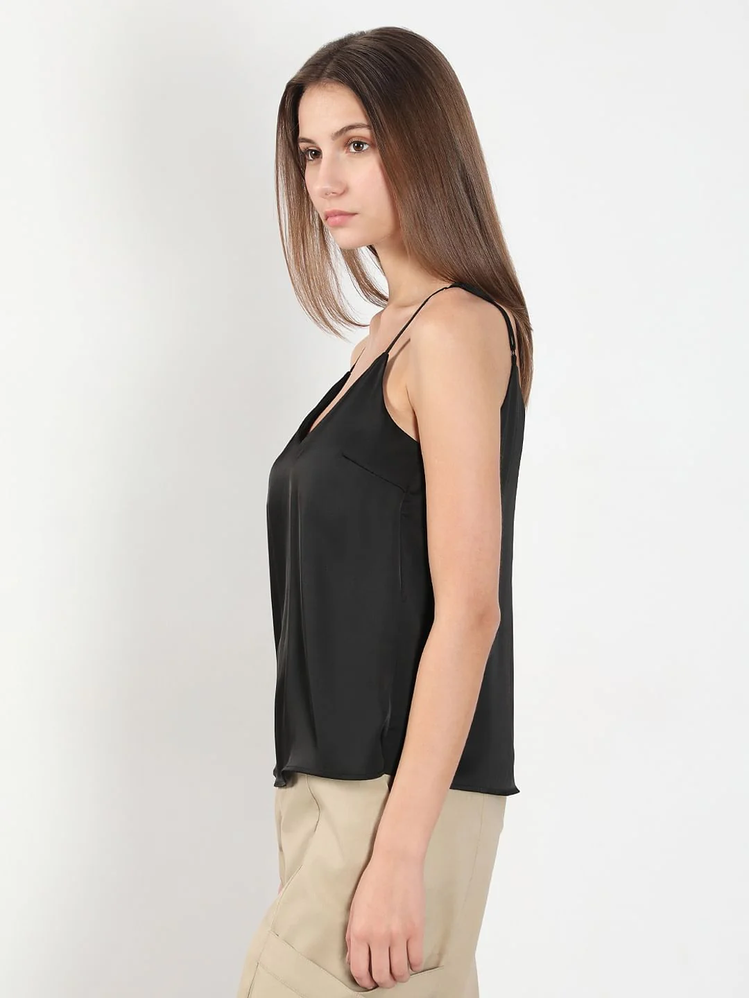 Black V Neck Slip Top - Image 3