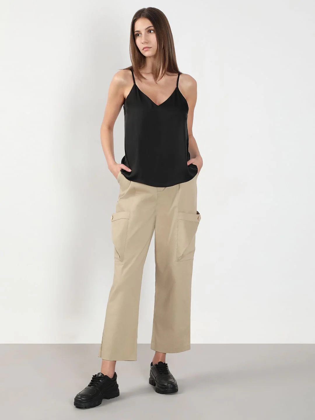 Black V Neck Slip Top - Image 5