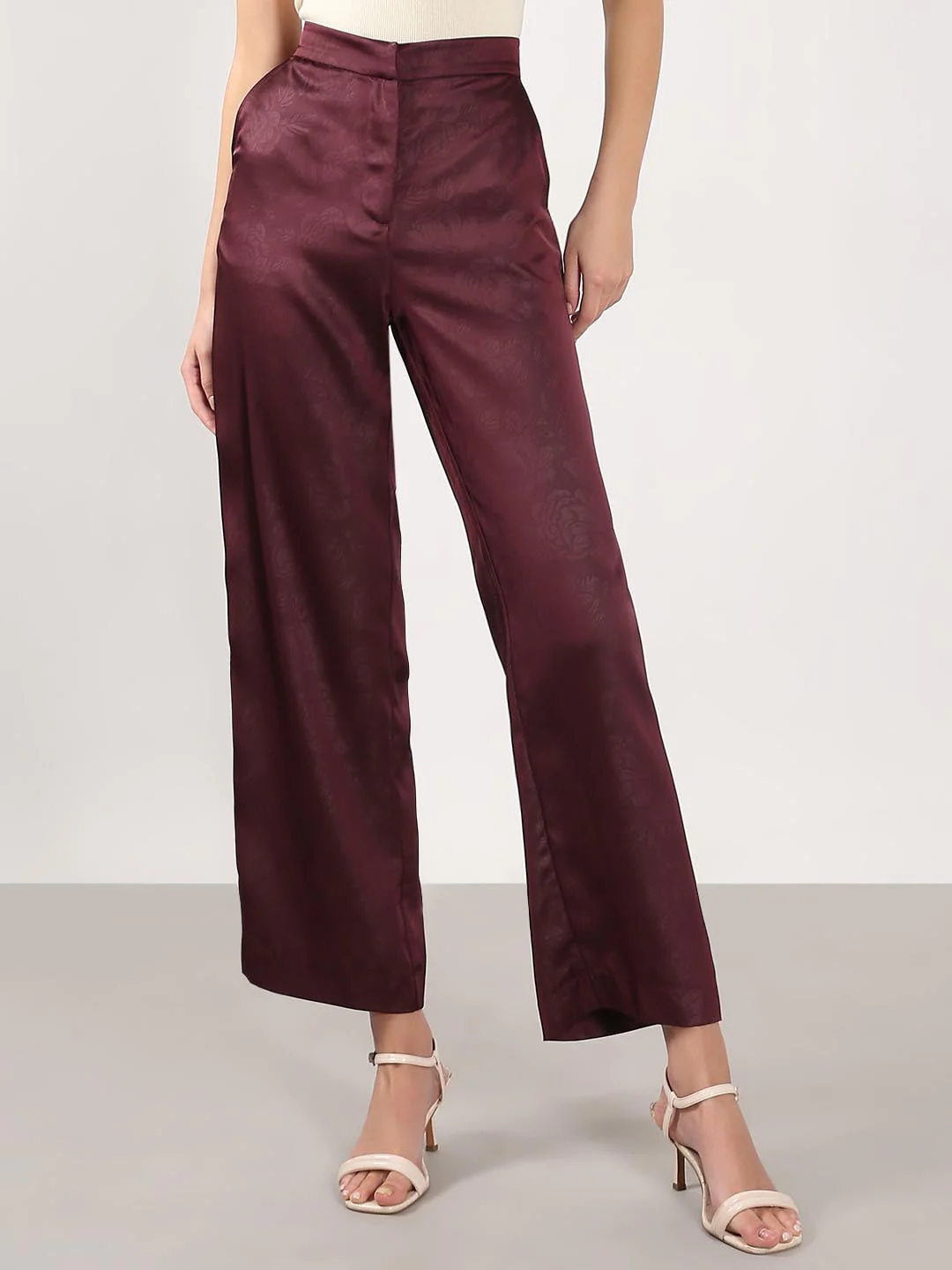 Vero Moda Maroon High Rise Flared Pants - Image 2