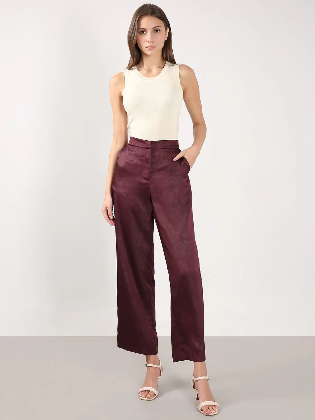 Vero Moda Maroon High Rise Flared Pants - Image 5