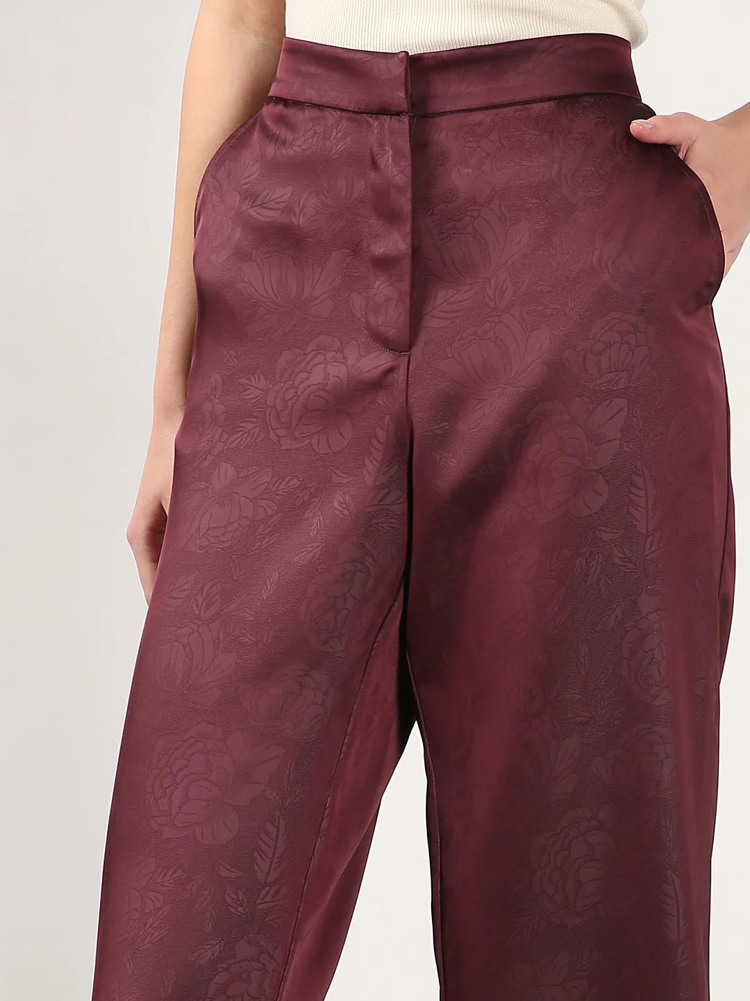 Vero Moda Maroon High Rise Flared Pants - Image 6