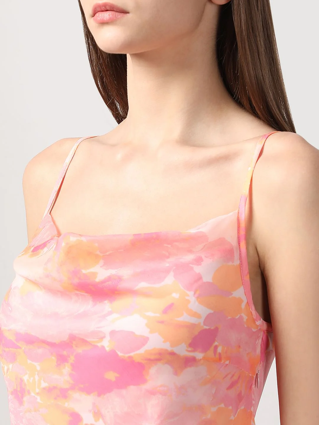 Pink Printed Waterfall Dress - Image 6