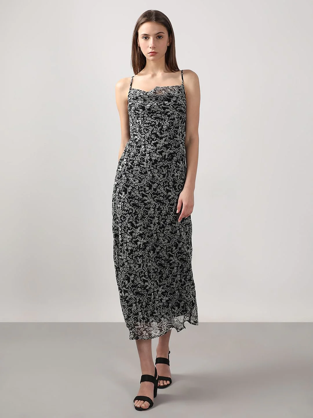 Black & White Printed Waterfall Dress - Image 2