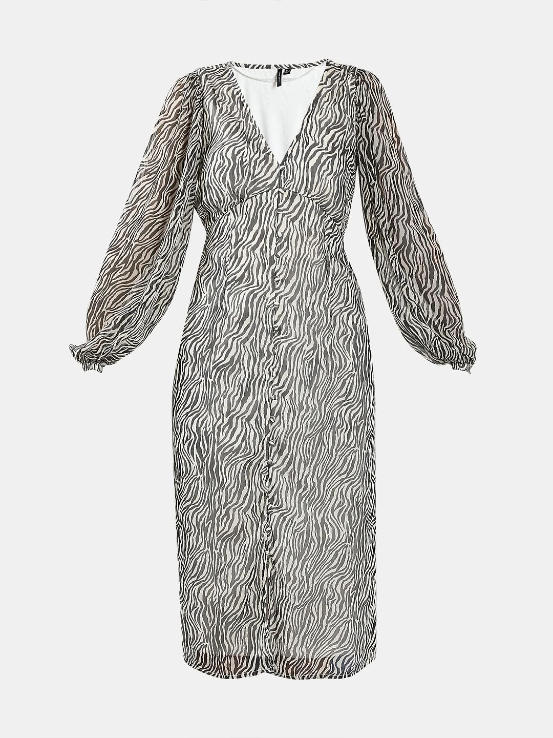 Black Printed V-Neck Dress - Image 7