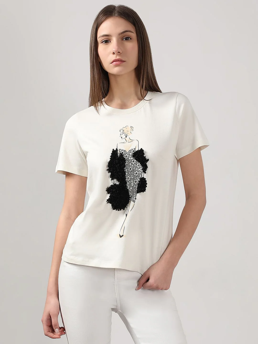 White Printed T-Shirt - Image 2