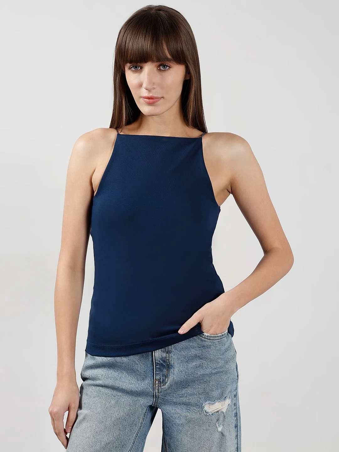 Blue Incut Fitted Top - Image 2