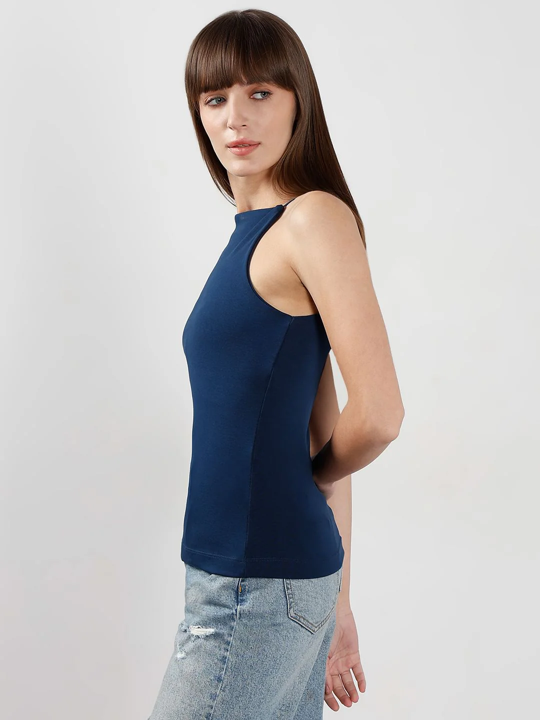 Blue Incut Fitted Top - Image 3