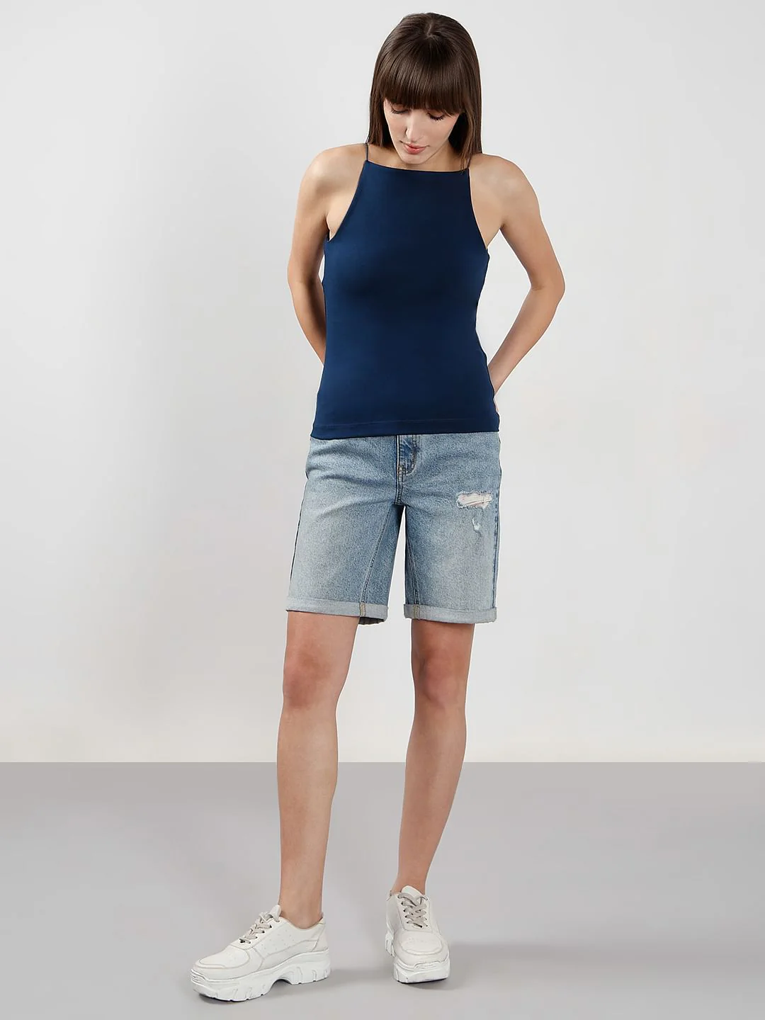 Blue Incut Fitted Top - Image 5