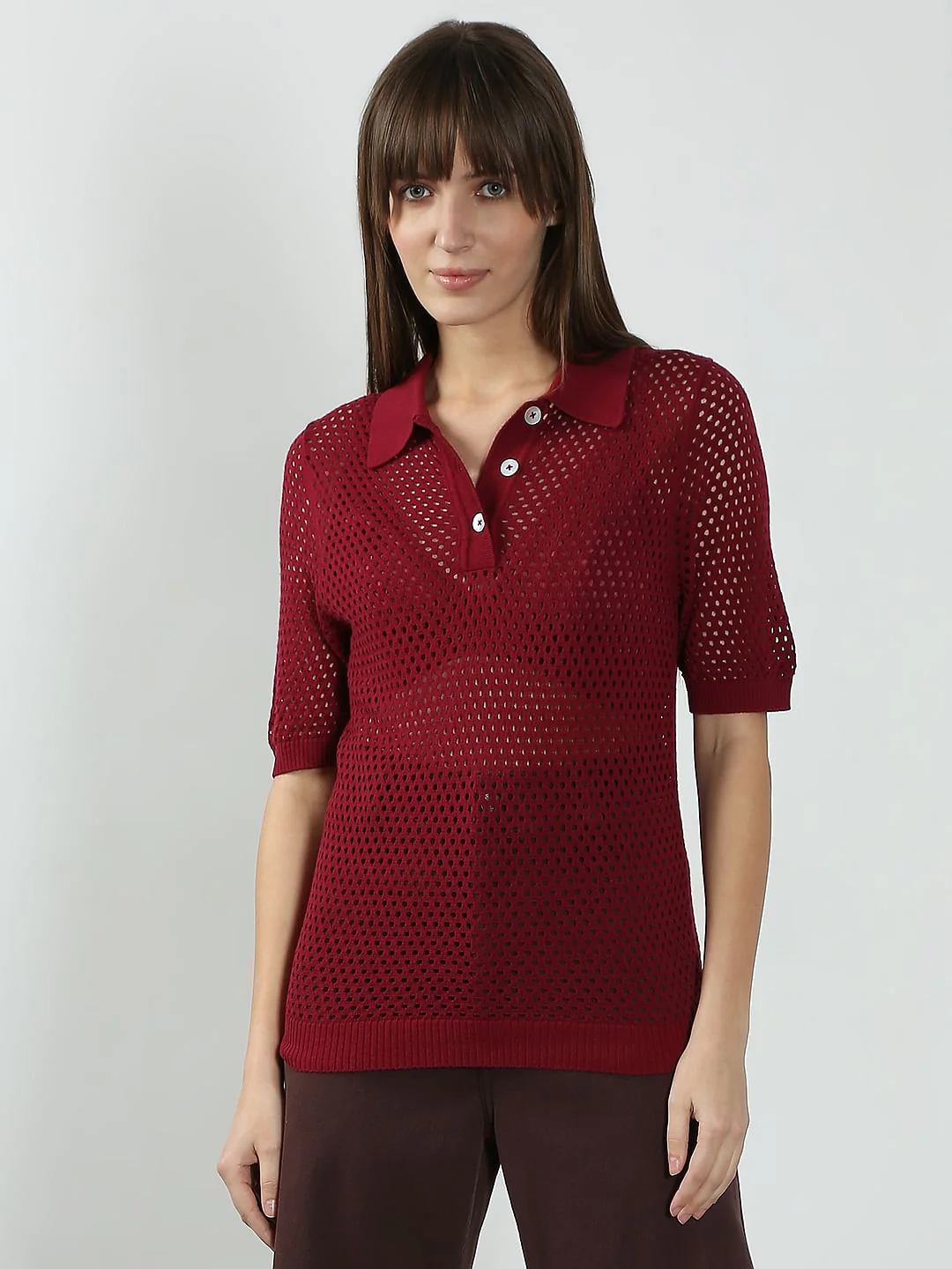 Red Semi Sheer Polo - Image 2