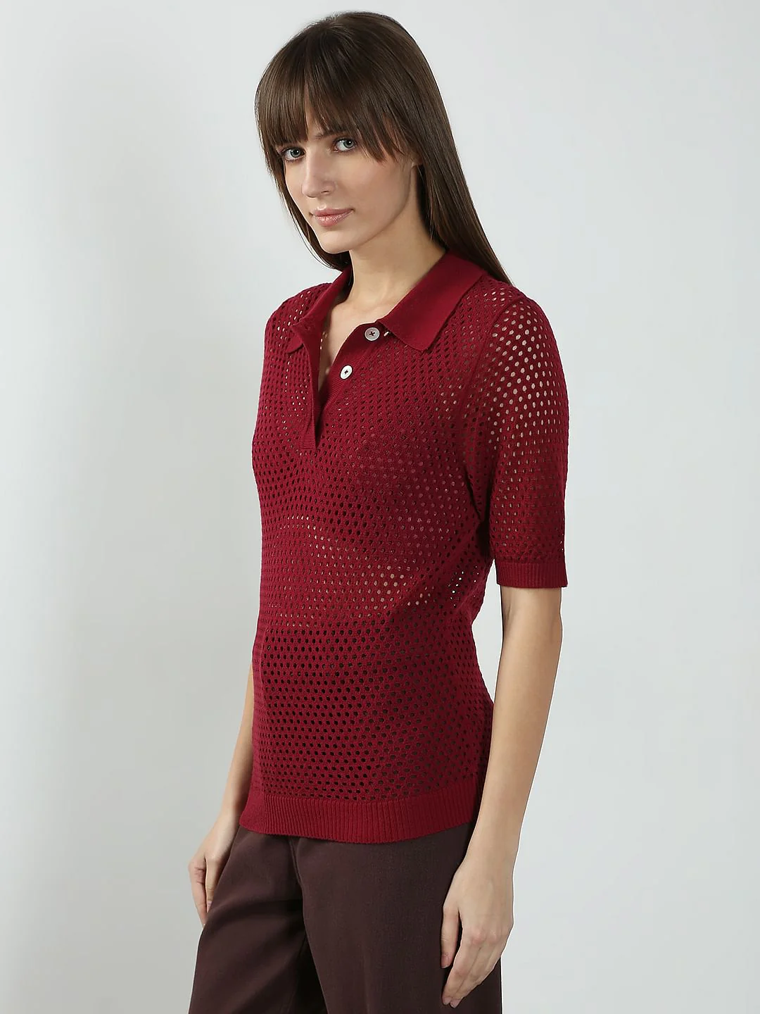 Red Semi Sheer Polo - Image 3