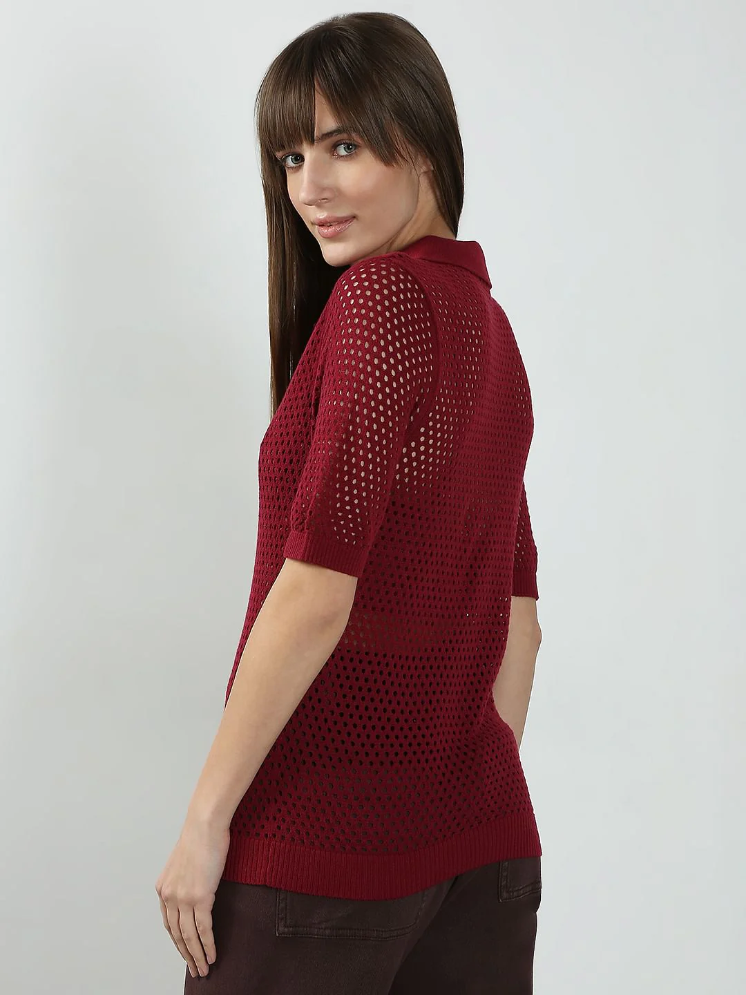 Red Semi Sheer Polo - Image 4