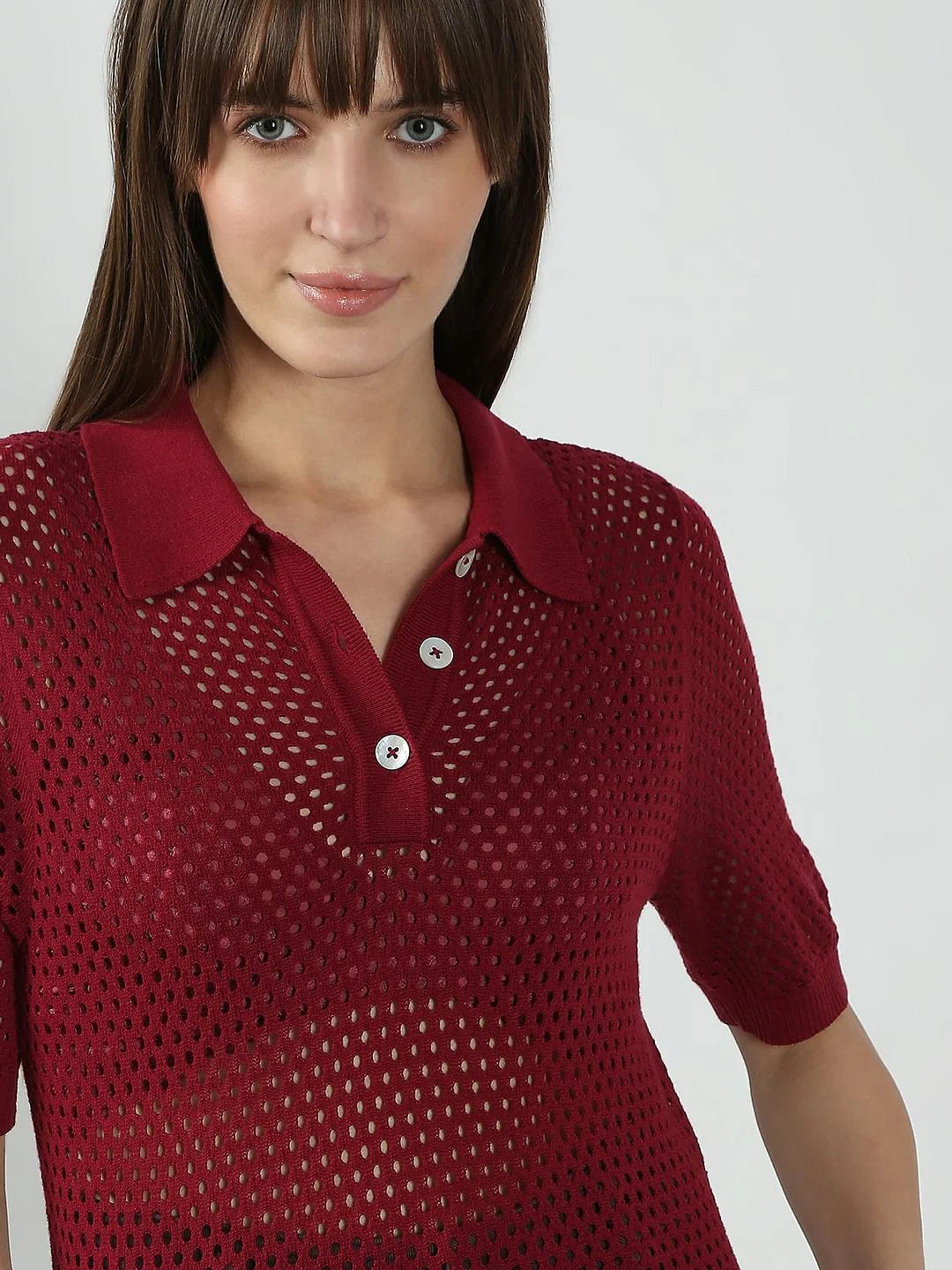 Red Semi Sheer Polo - Image 6