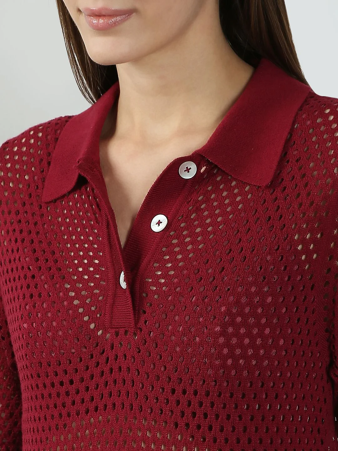 Red Semi Sheer Polo - Image 8