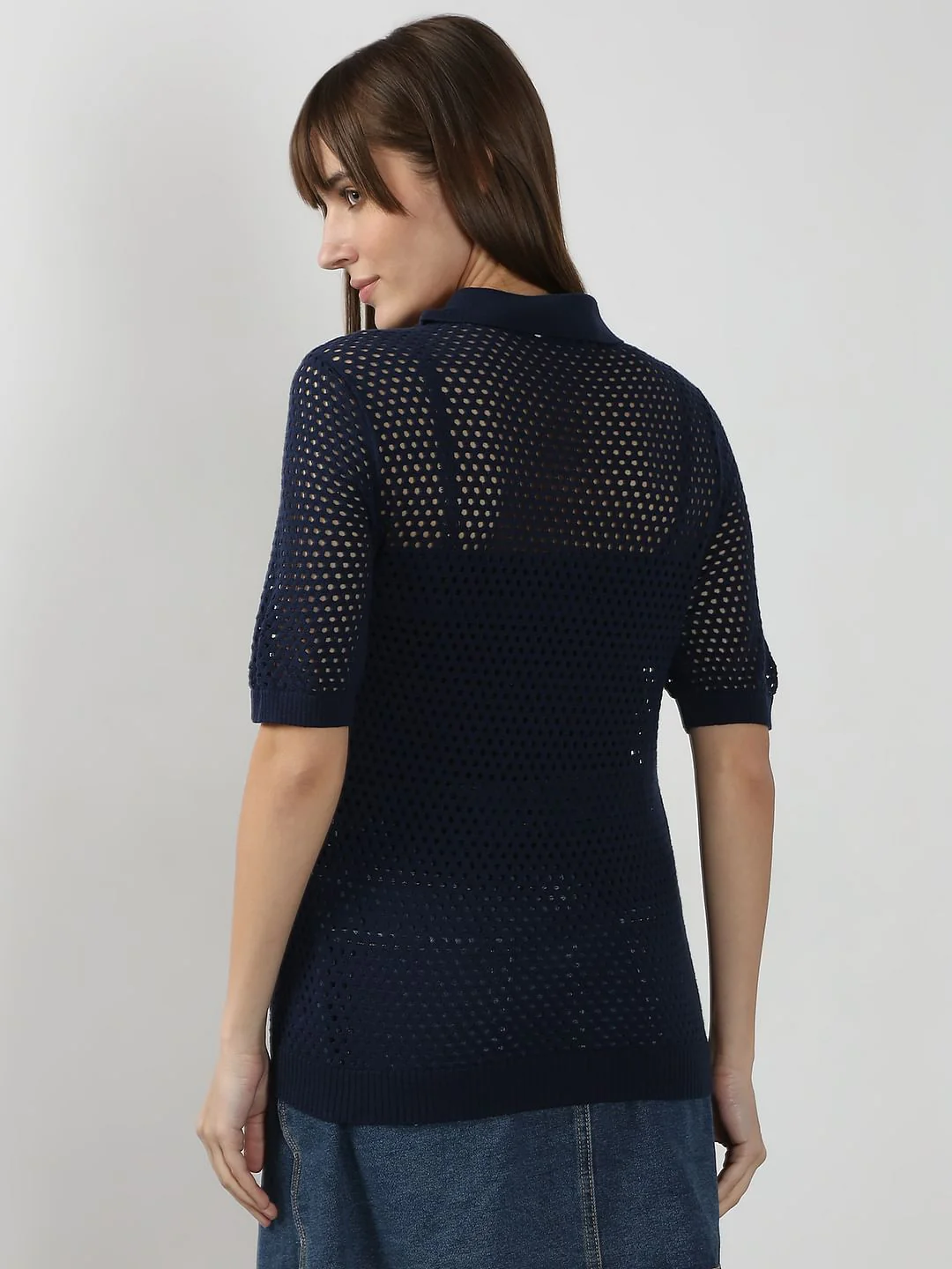 Navy Blue Knitted Polo - Image 4