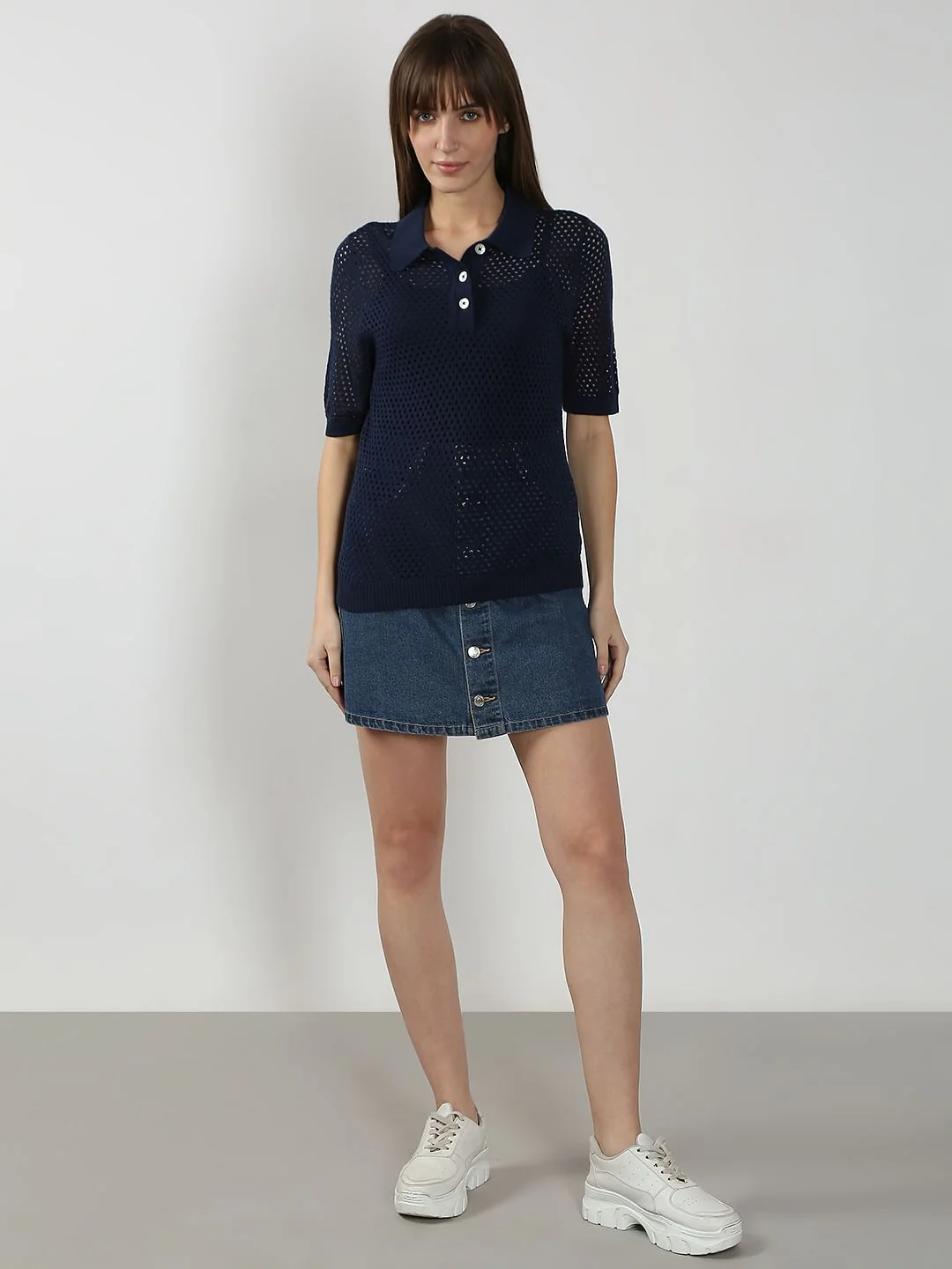 Navy Blue Knitted Polo - Image 5