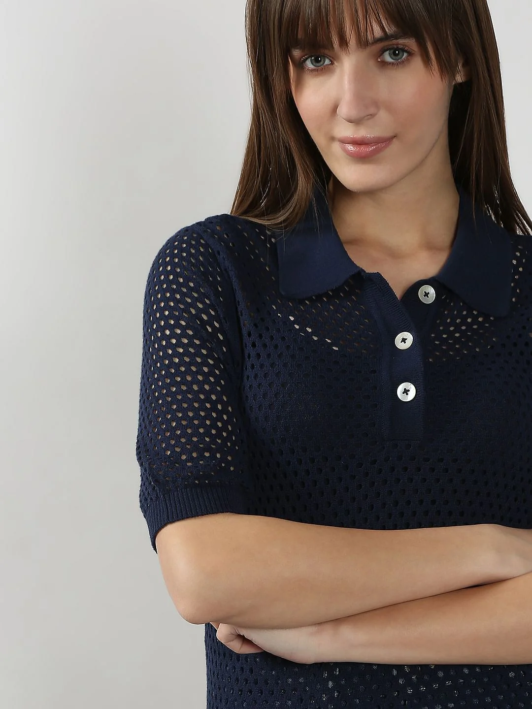 Navy Blue Knitted Polo - Image 6