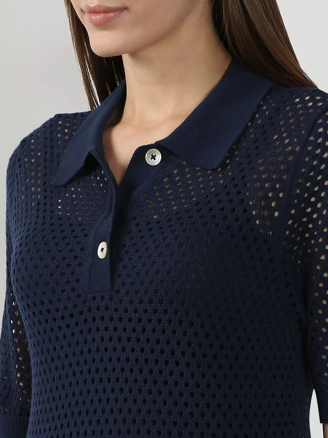 Navy Blue Knitted Polo - Image 8