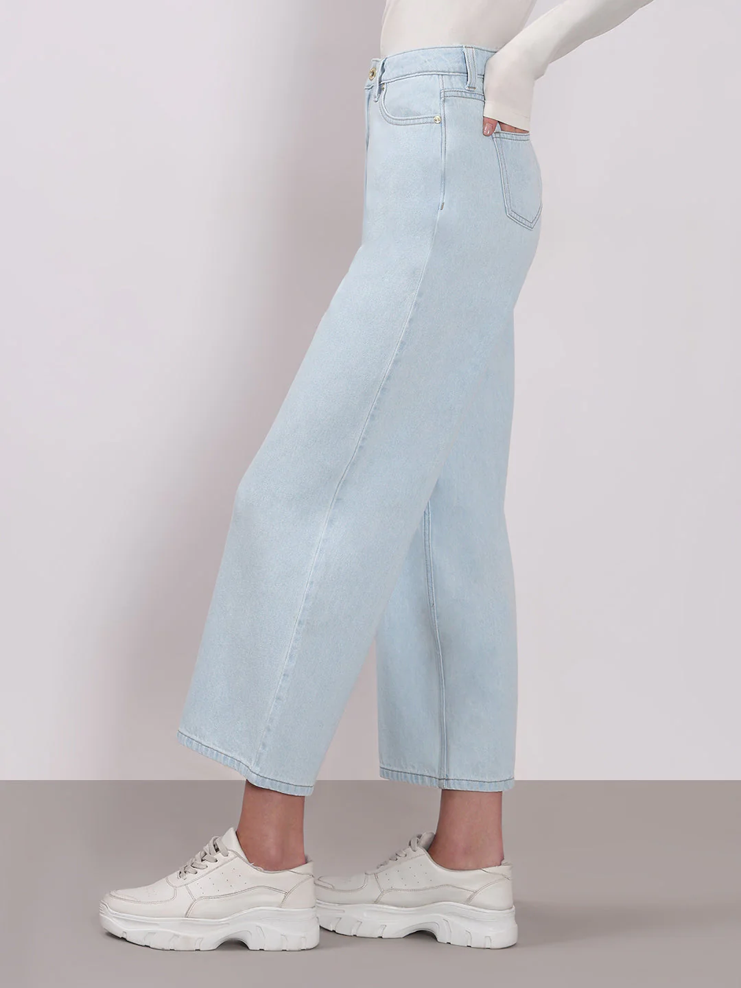 Ice Washed Wide Leg Jeans - Image 3