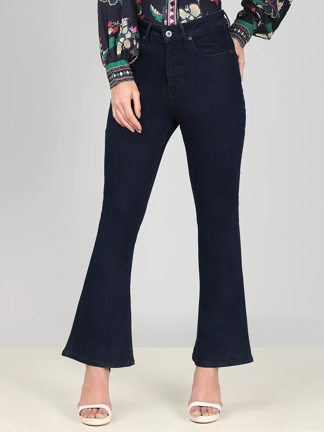 Dark Blue High Rise Bootcut Jeans - Image 2