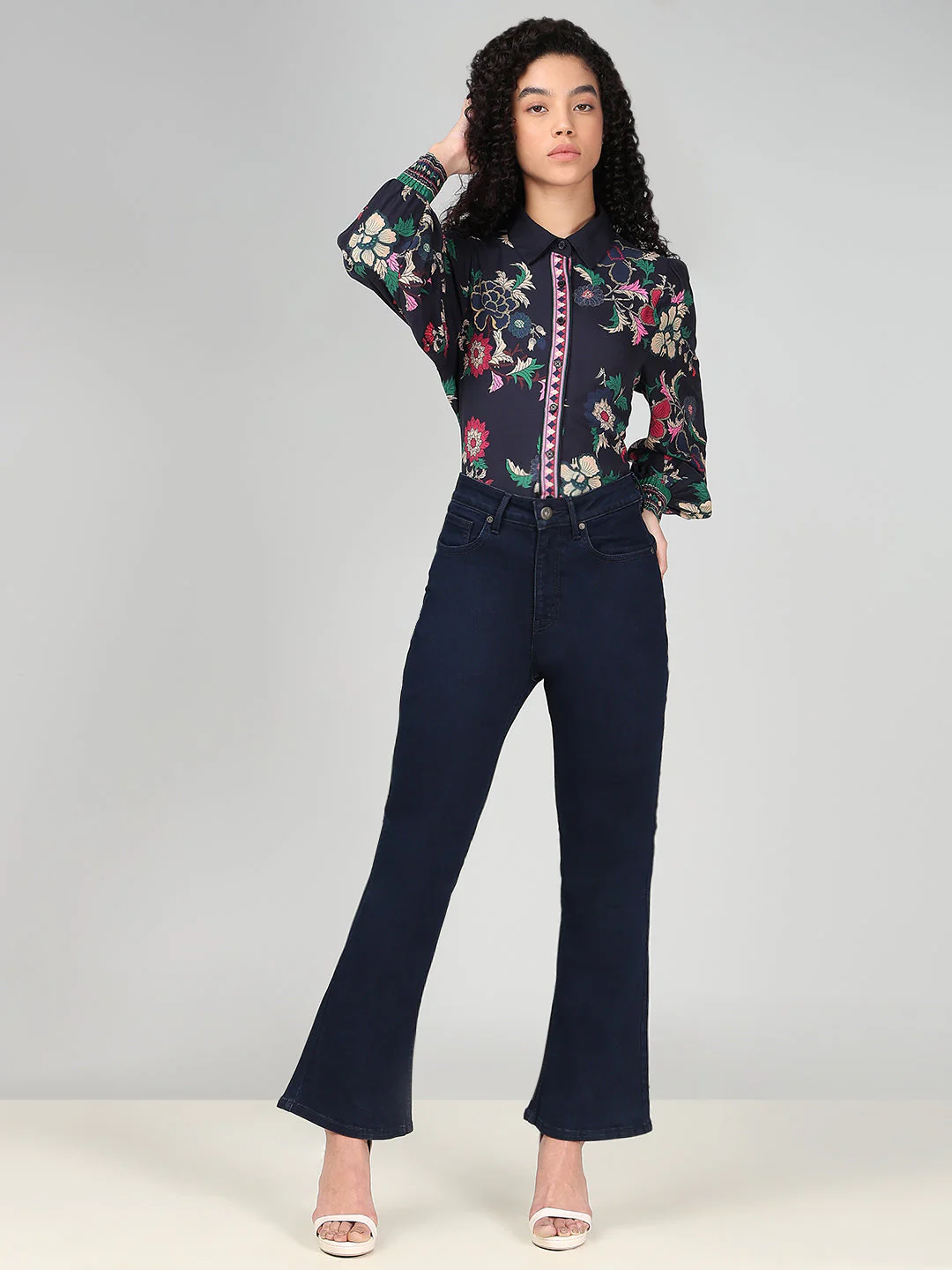 Dark Blue High Rise Bootcut Jeans - Image 5
