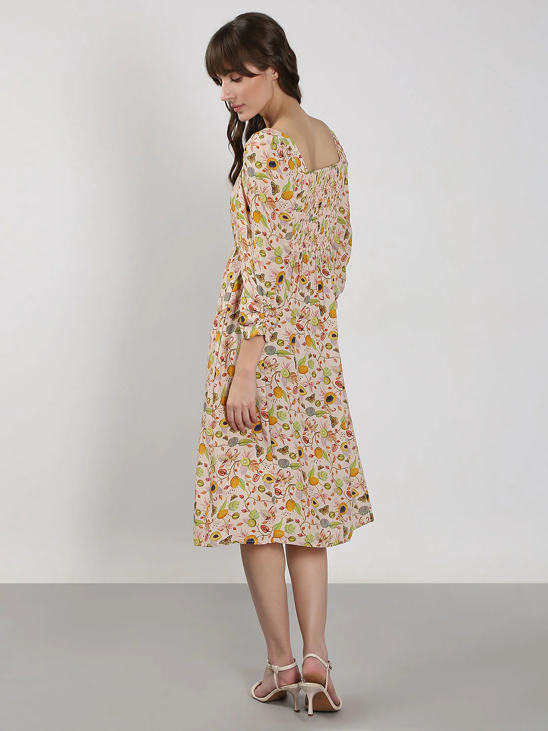 Pale Peach Printed Midi Dress - Image 4