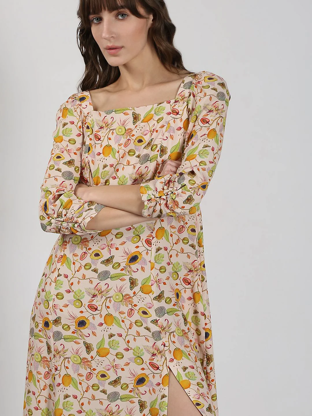 Pale Peach Printed Midi Dress - Image 5