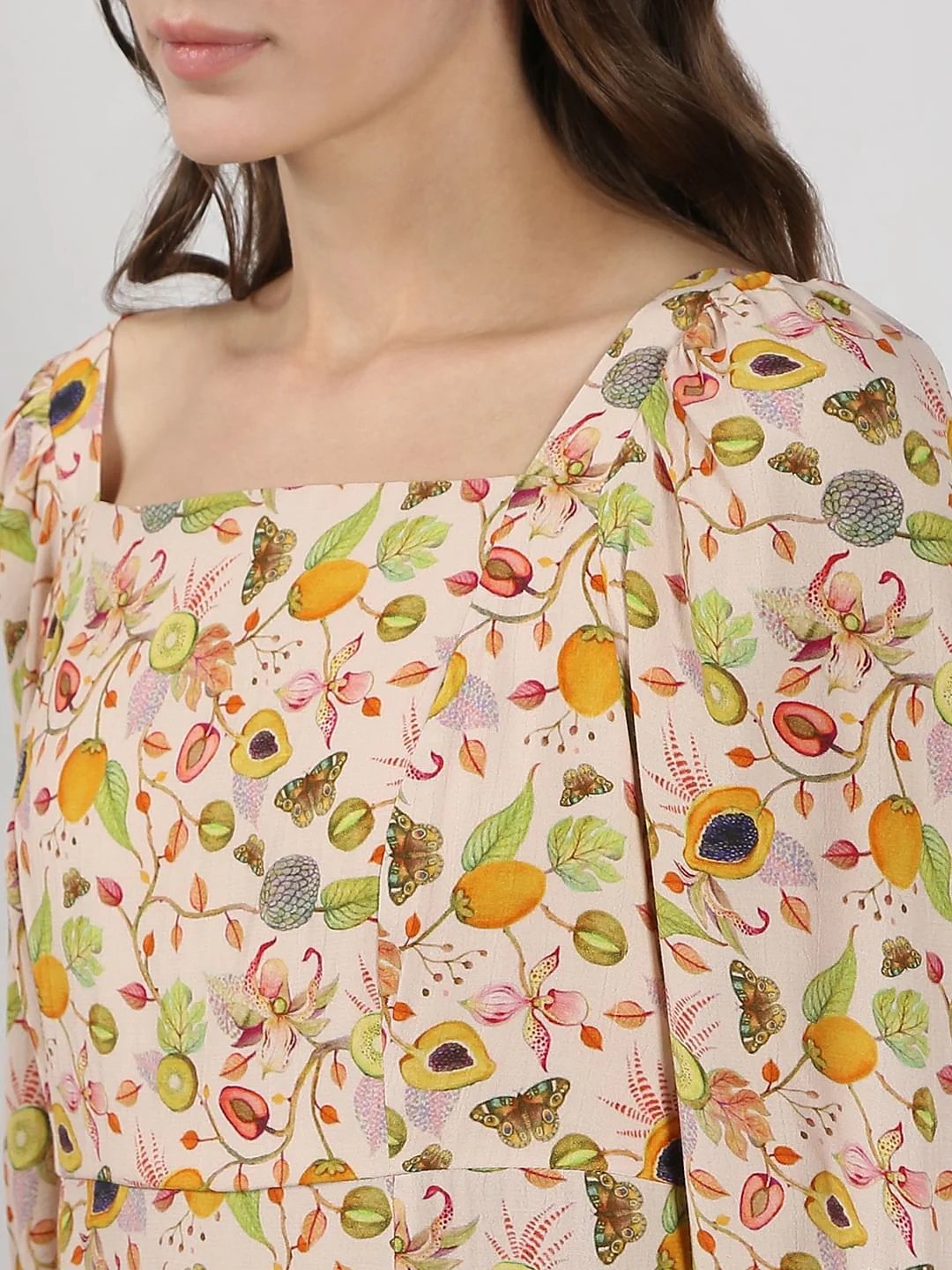 Pale Peach Printed Midi Dress - Image 6