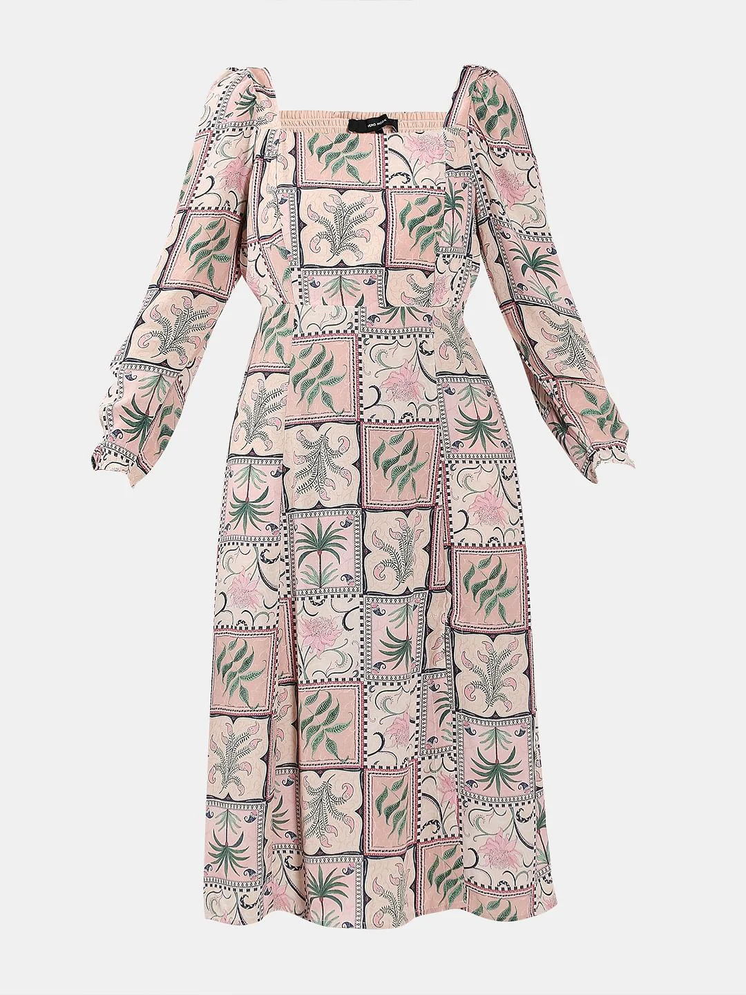 Pink Printed Square Neck Dress - Image 7