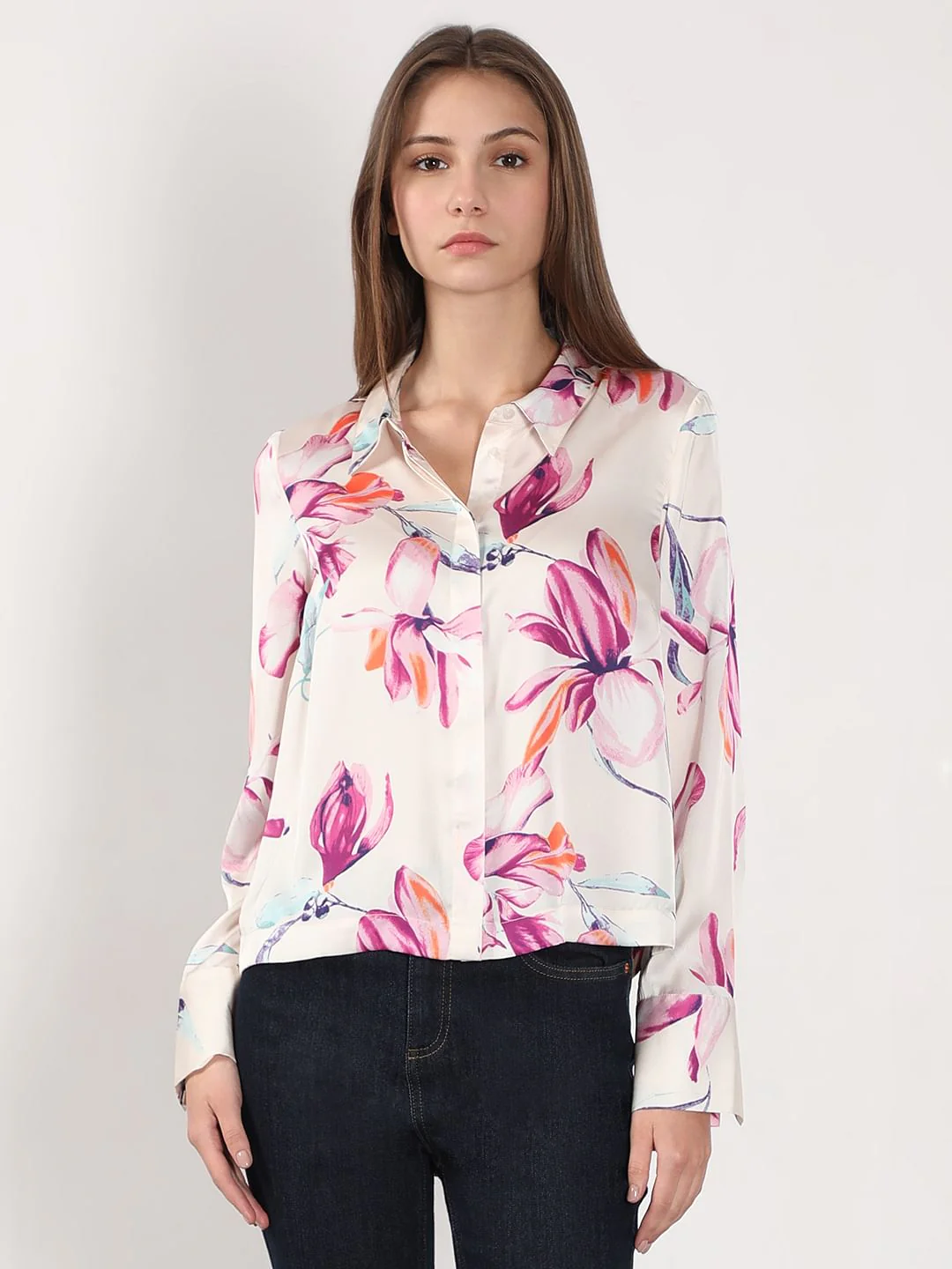 White Floral Print Shirt - Image 2