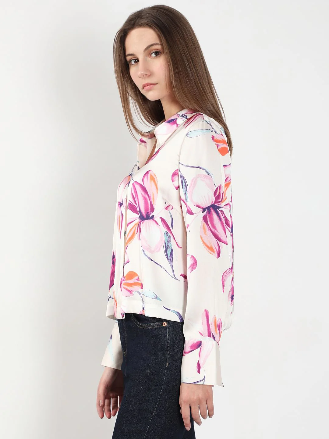 White Floral Print Shirt - Image 3