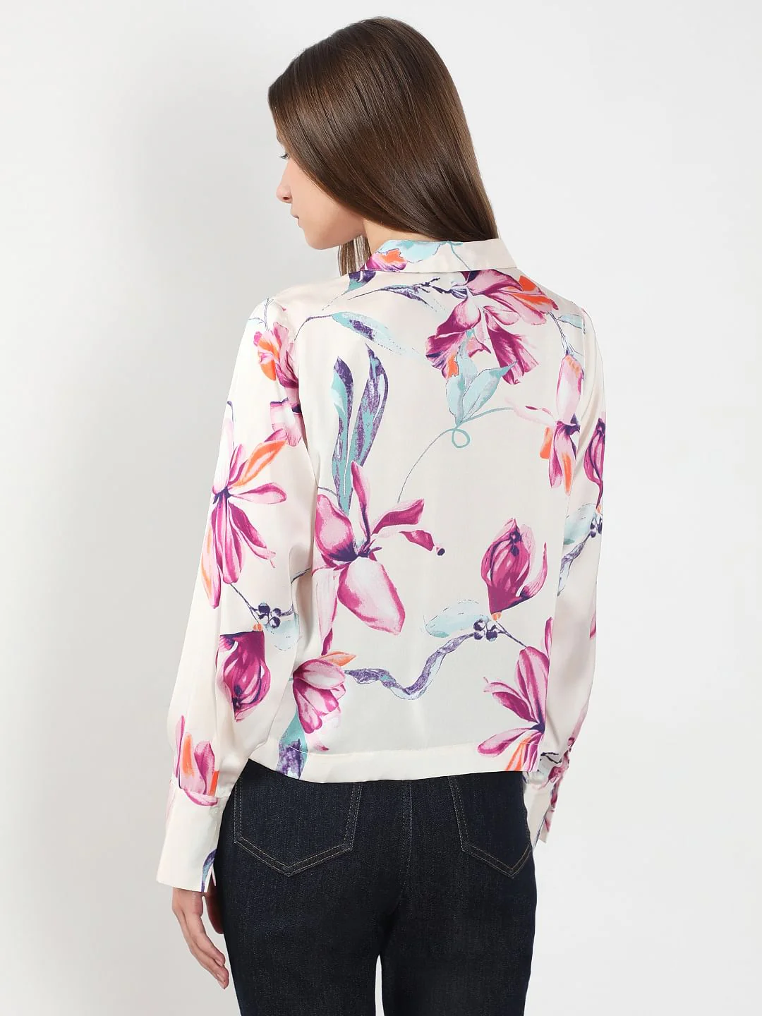 White Floral Print Shirt - Image 4