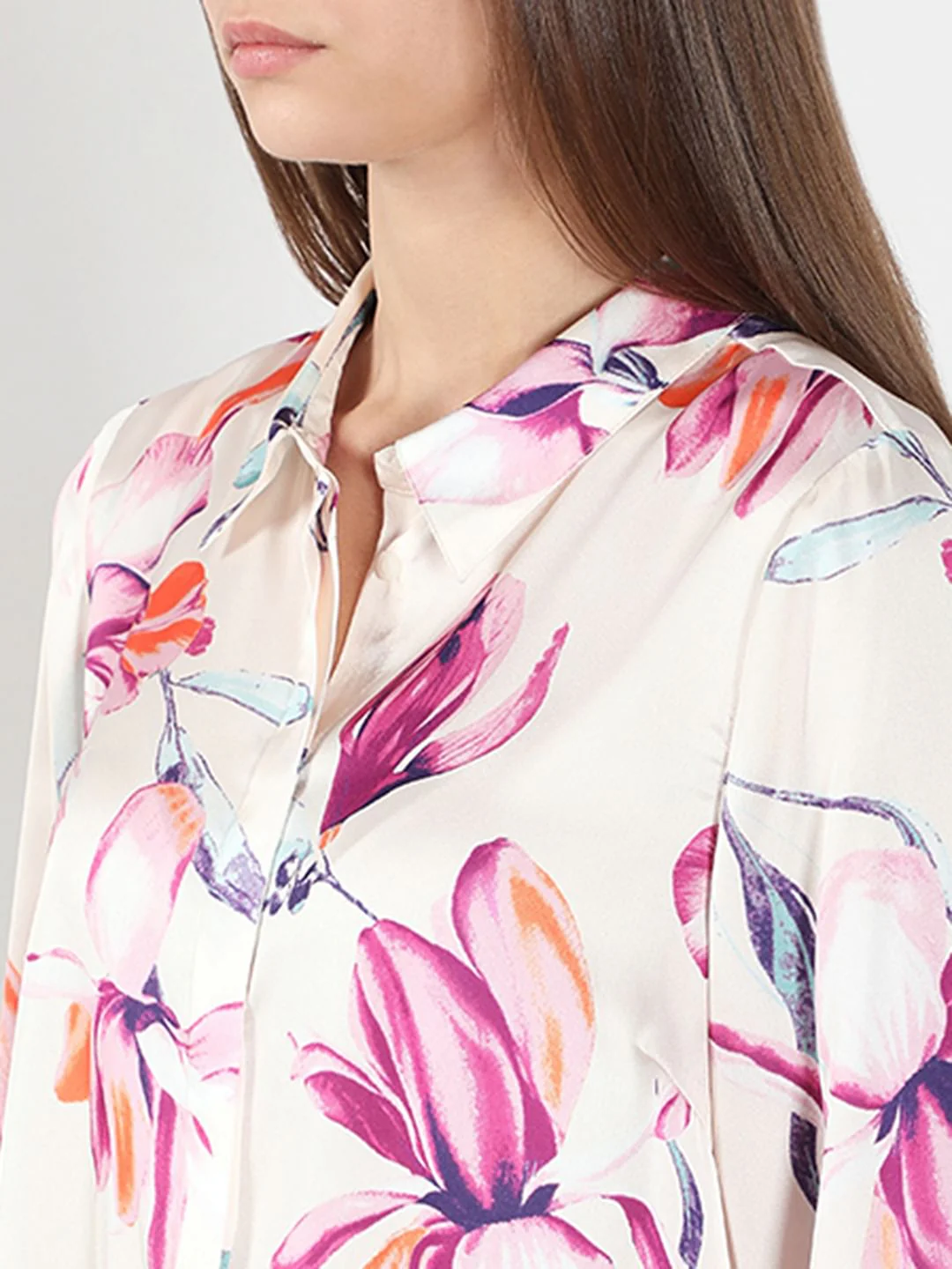 White Floral Print Shirt - Image 8
