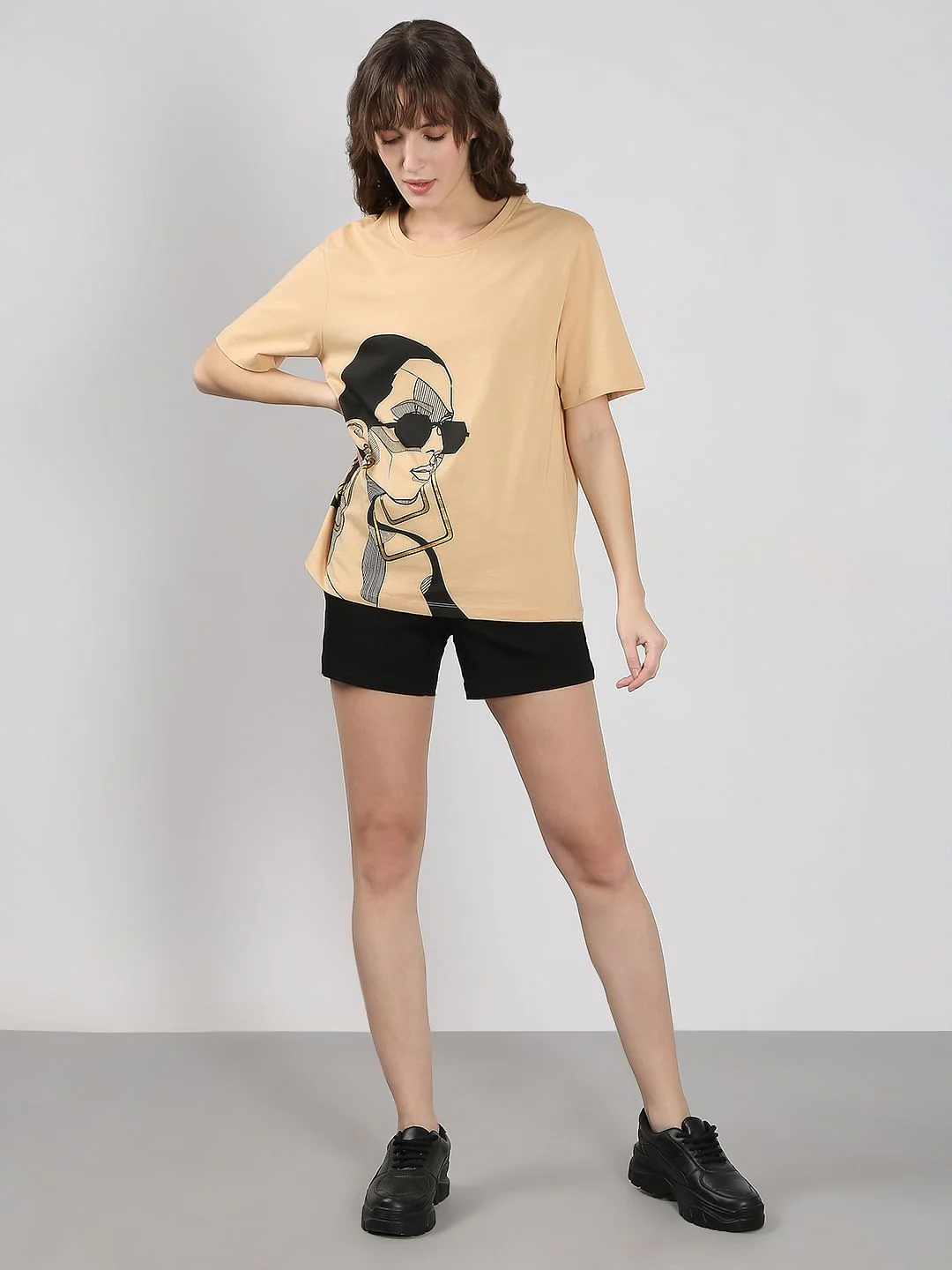 Beige Printed Cotton T-Shirt - Image 5