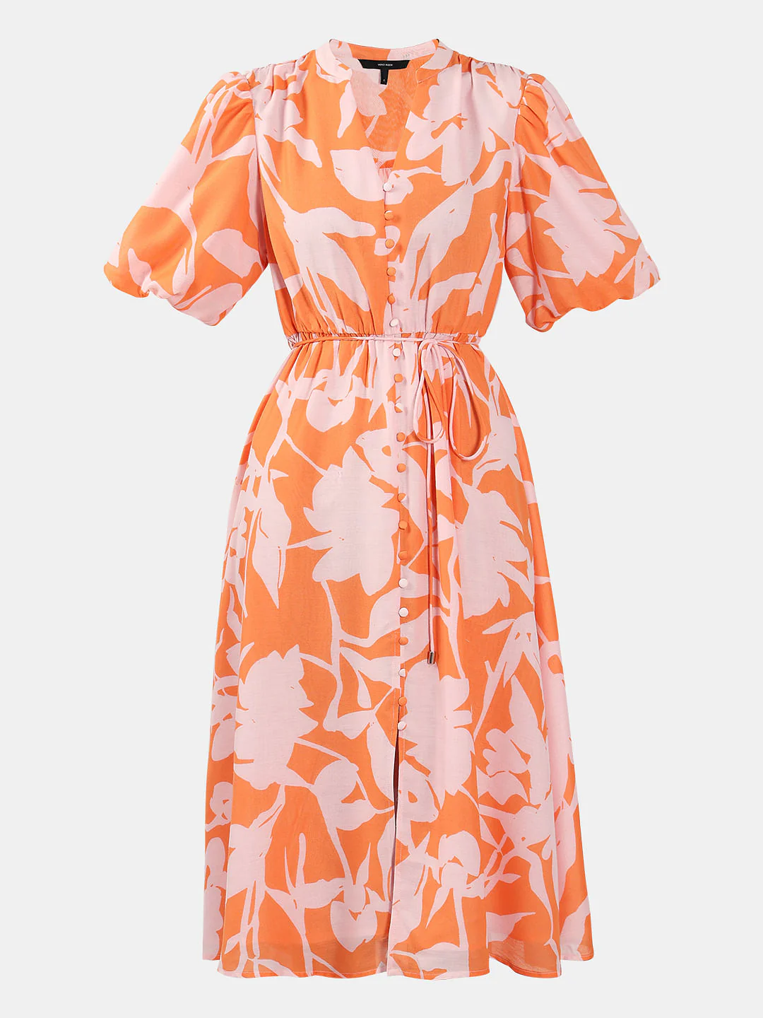 Orange Floral Midi Dress - Image 7