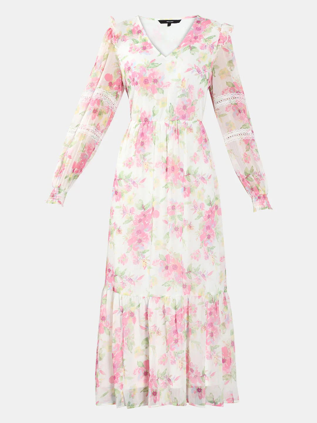 White & Pink Floral Midi Dress - Image 7