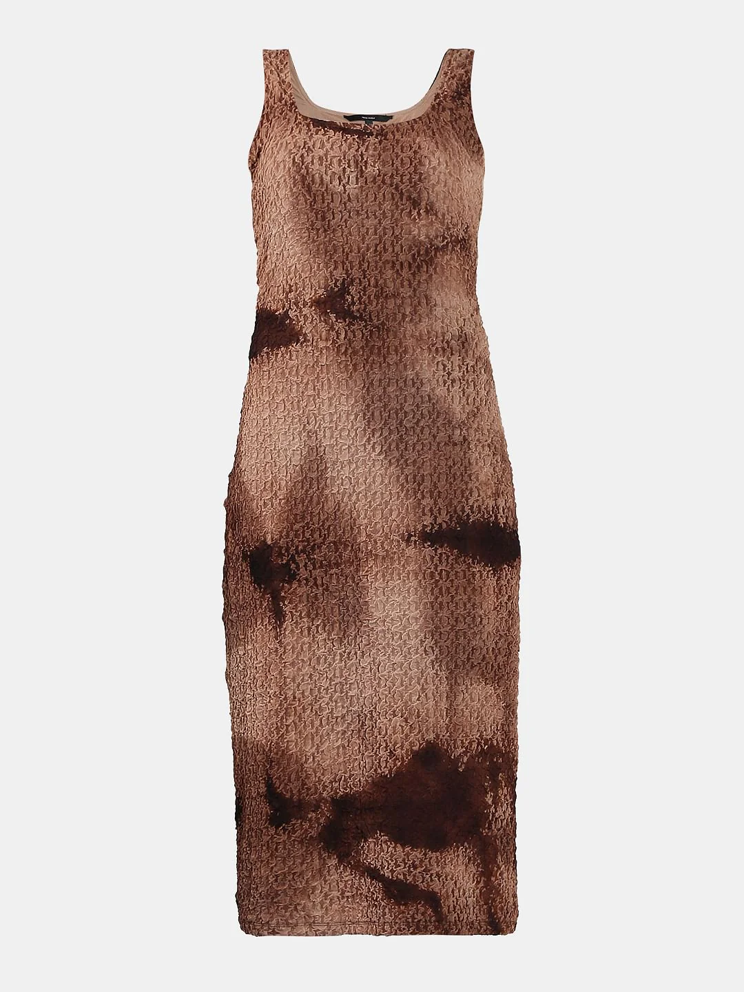 Brown Textured Midi Dress - Image 6