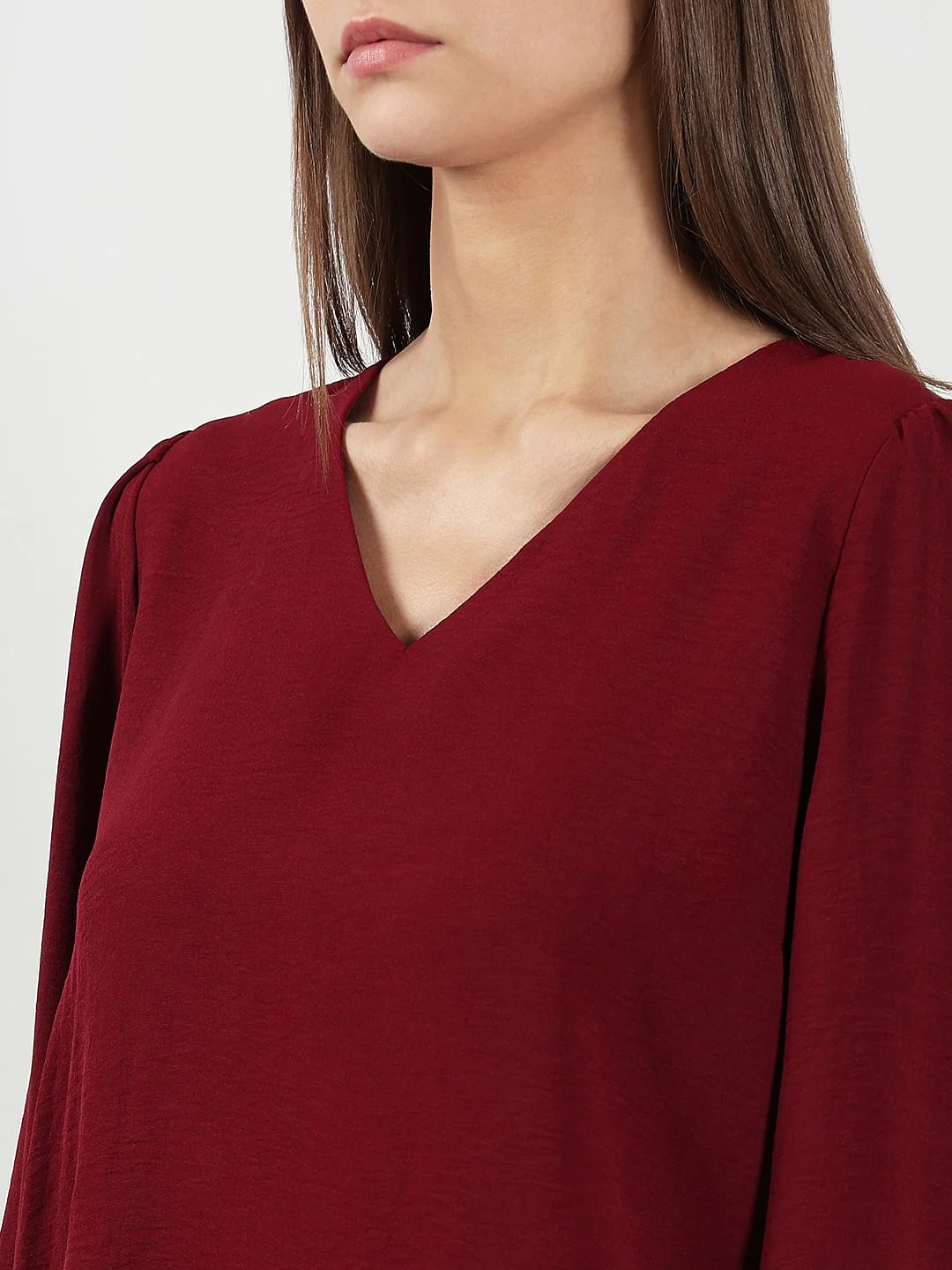 Dark Red V Neck Top - Image 8