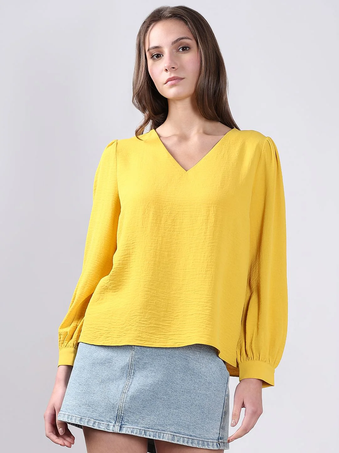 Yellow V Neck Top - Image 2